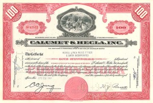 Calumet and Hecla, Inc. - 1950's-60's dated Mining Stock Certificate